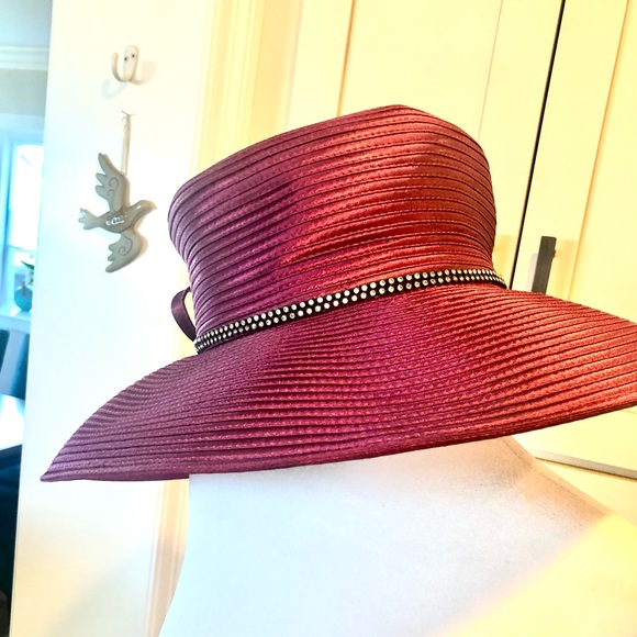 MR.SONG MILLINERY Gorgeous MAROON/WINE colored. It is not red. So amazing NWT - Picture 2 of 10